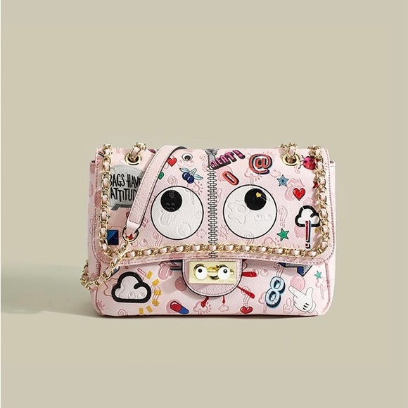 Crossbody and Shoulder Bag - Pink & Blue - Picture 6 of 16